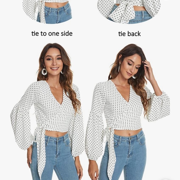 Tops - Women’s Long Sleeve V Neck White/Black Polka Dot. Size XL. OFFERS WELCOME‼️‼️